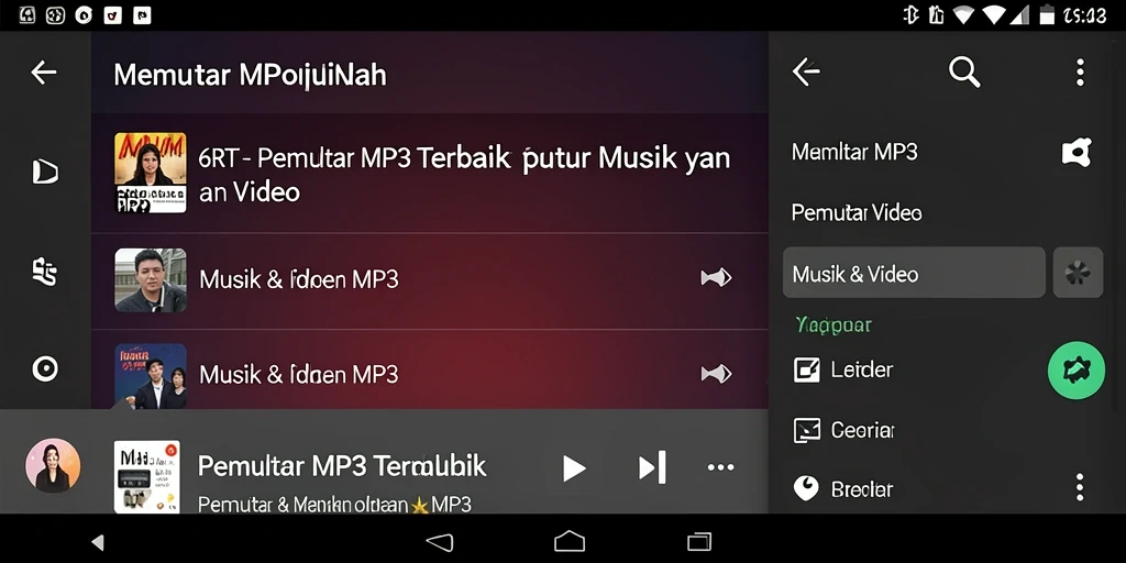 Antarmuka aplikasi Pemutar MP3 6RT yang sederhana dan menarik.