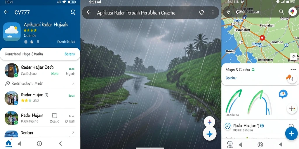 Tampilan antarmuka CV777 memperlihatkan radar hujan yang jelas dan interaktif.