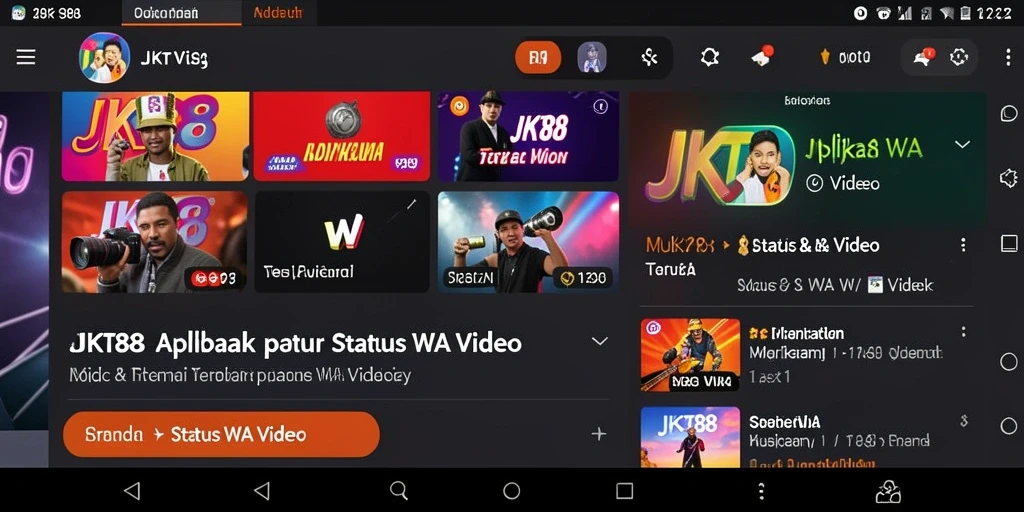Screenshot JKT88 menunjukkan antarmuka sederhana dan akses mudah ke status video.
