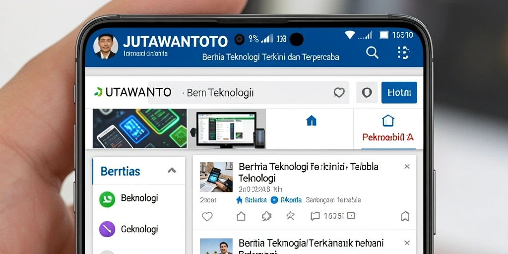 Antarmuka JUTAWANTOTO menampilkan berita teknologi terbaru dengan jelas.