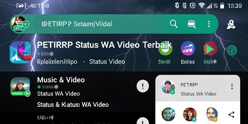 Tampilan antarmuka aplikasi PETIRRP yang menarik untuk Status WA Video.