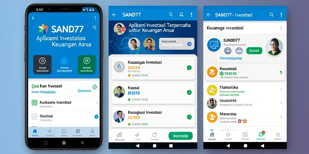 Antarmuka pengguna SAND77 yang menarik dengan fitur investasi lengkap.