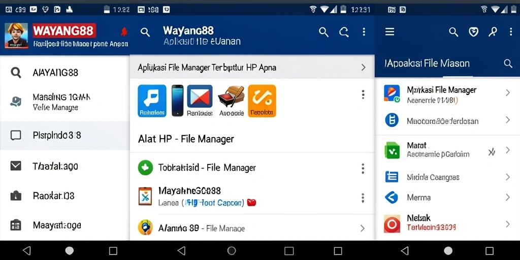 Tampilan antarmuka utama aplikasi File Manager WAYANG88 yang sederhana dan efisien.
