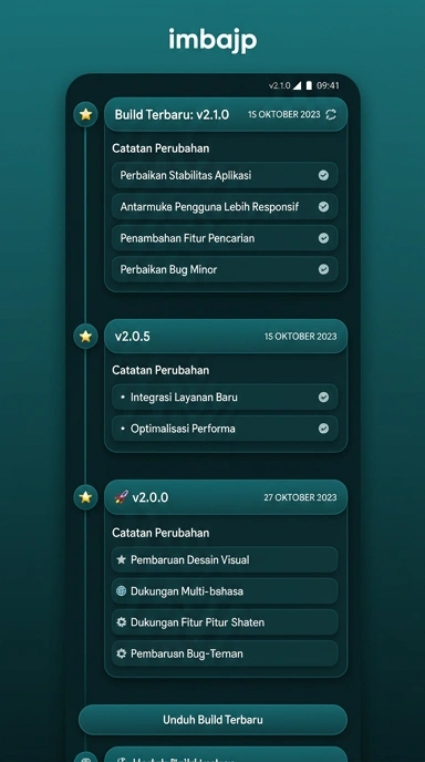 Riwayat Versi Aplikasi imbajp Untuk Android
